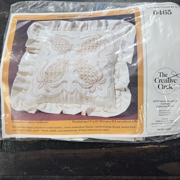 NEW Vintage 1984 The Creative Circle Kit #0465 Colonial Welcome Pillow Pineapple - Picture 8 of 8